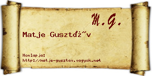 Matje Gusztáv névjegykártya
